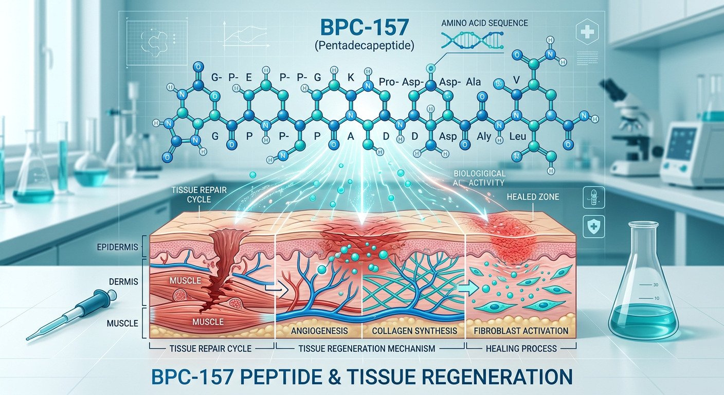 Peptide tissue repair research illustration
