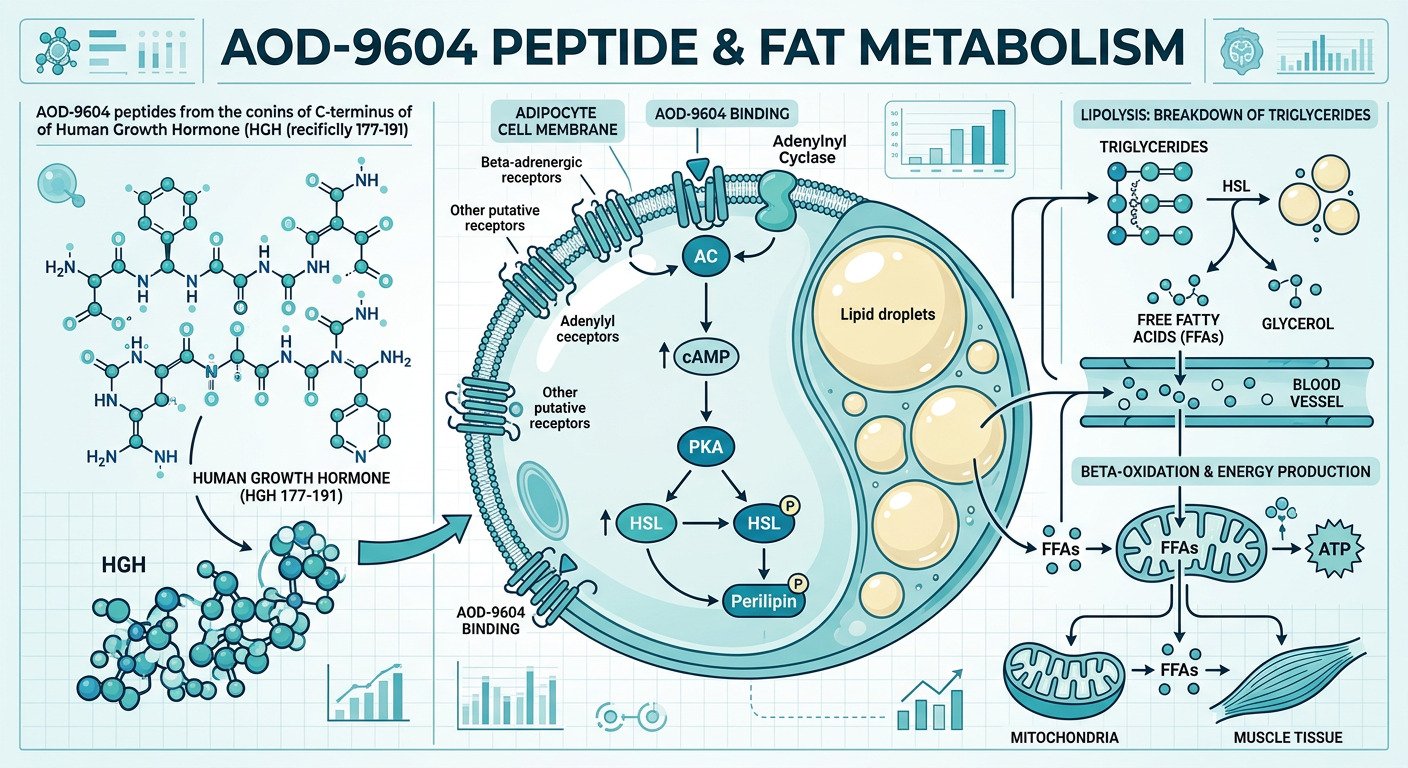 Fat metabolism peptide research illustration