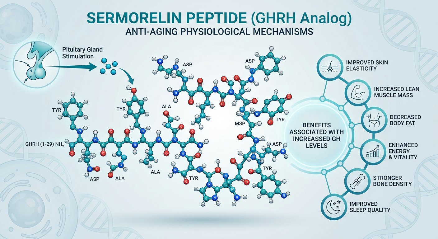 Anti-aging peptide research illustration