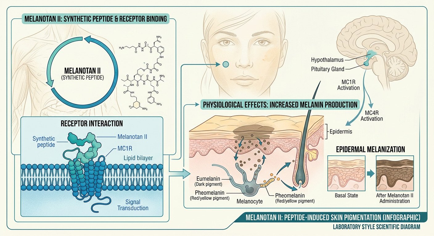 Skin pigmentation peptide research illustration
