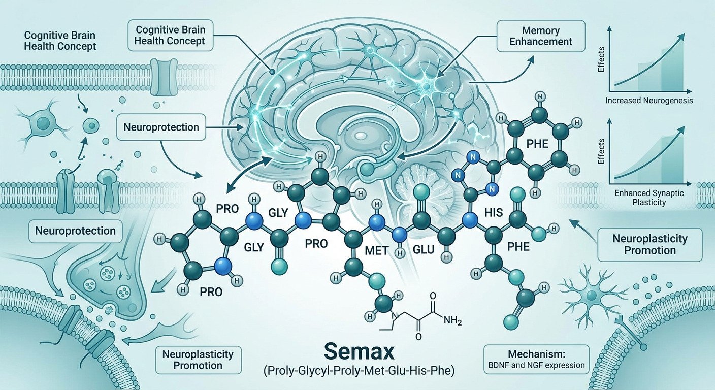 Cognitive health peptide research illustration